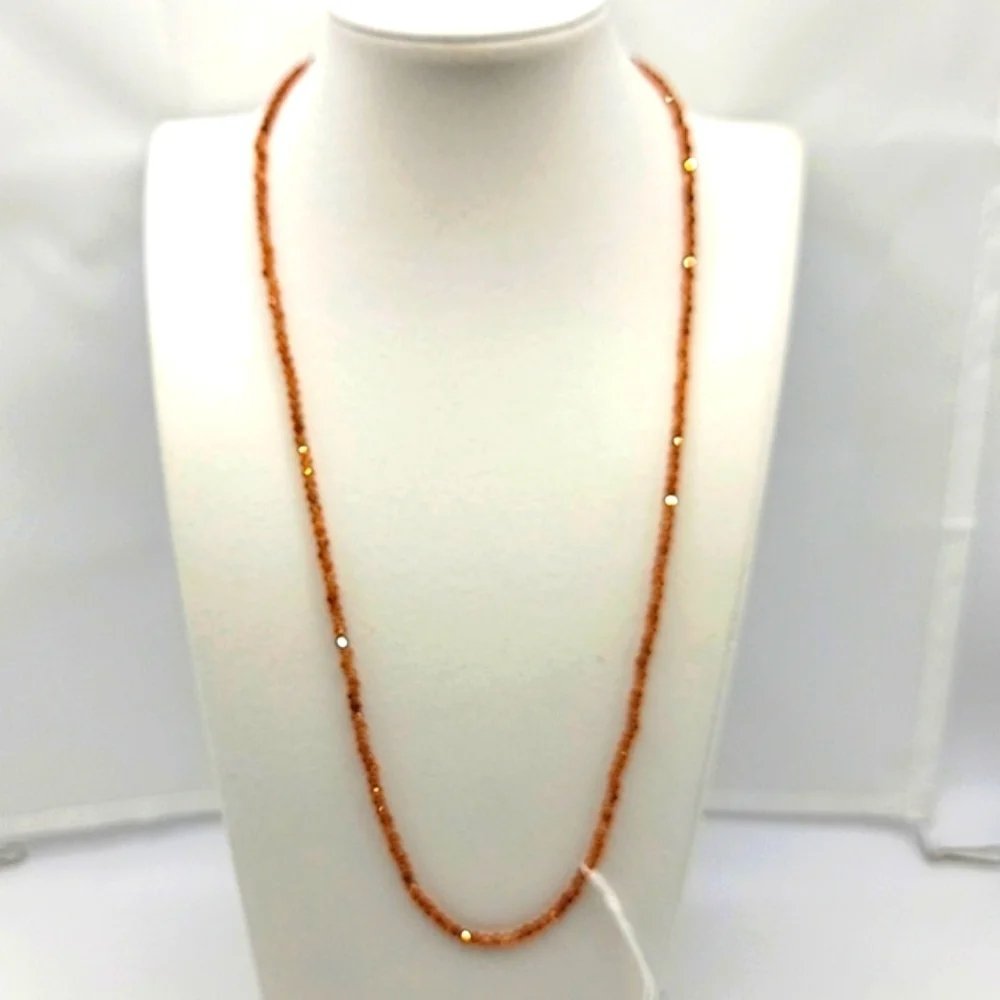 Natural Hessonite Garnet 49 Cts Round Faceted Gemstone Beaded 20